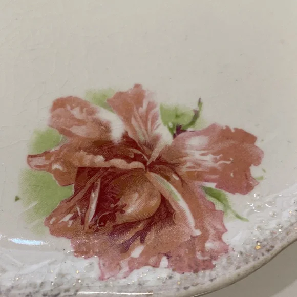 Victorian Dresden China Pink Flowers Plate! - Picture 2 of 5